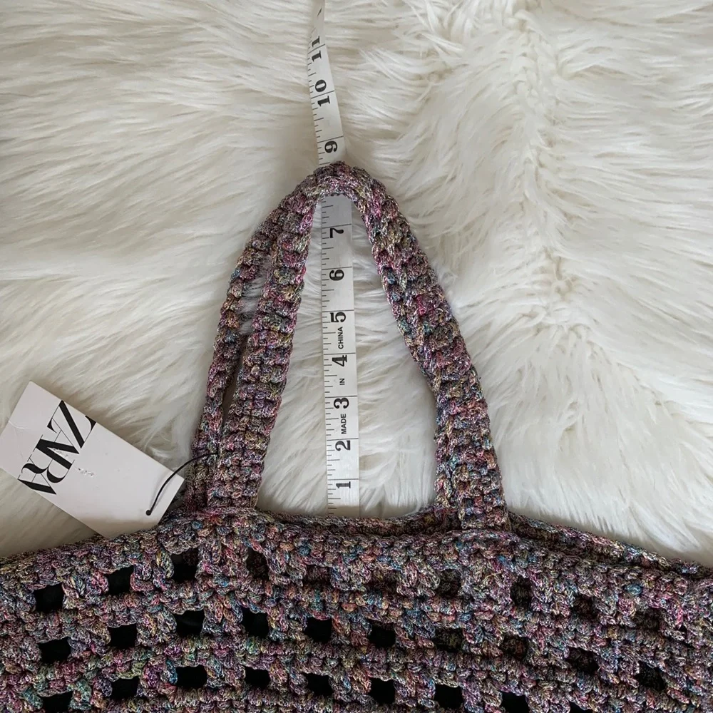 ZARA Shimmer Basket Weave Tote Bag - Picture 11 of 11